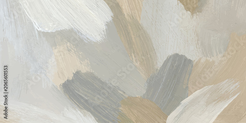 Tableau sur toile Neutral beige and gray oil paint strokes background with abstract background cre