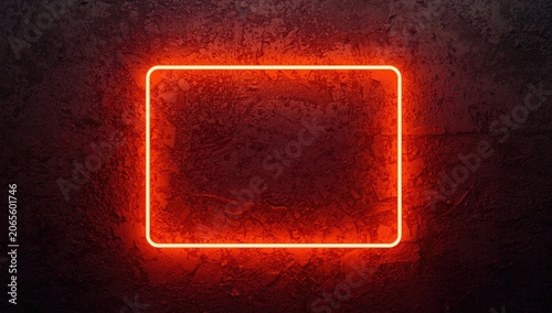 Red neon frame illuminated ...