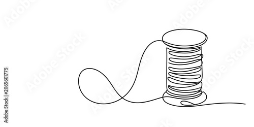 Tableau sur toile Continuous line drawing of a spool of thread
