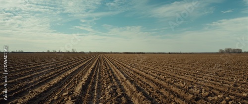 Plowed agricultural field u...
