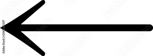 Tableau sur toile Solid black arrow pointing left a thick horizontal line and a sharp triangular a