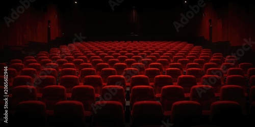 Empty red cinema seats in a...
