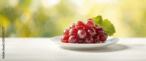 Red grapes on a white plate...