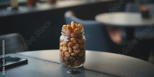 Snack filled jar positioned...