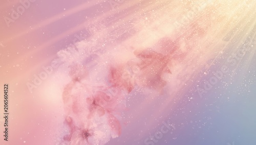 Sparkling radiant beams with vibrant color cast and shining dust particles
