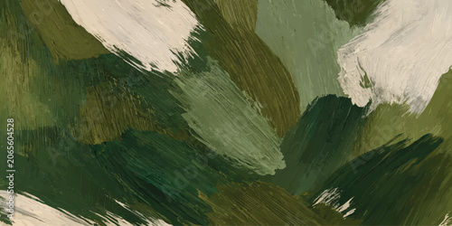 Canvas Print Abstract oil painting background with green and white brushstrokes painting abst