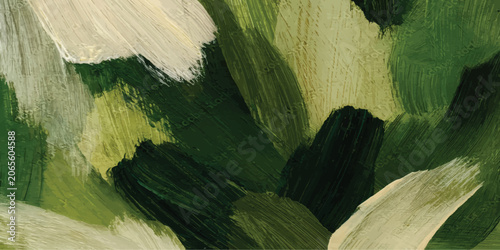 Foto Expressionist oil painting with textured green and white brushstrokes painting a