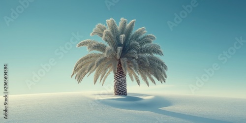 Snow laden palm tree emergi...