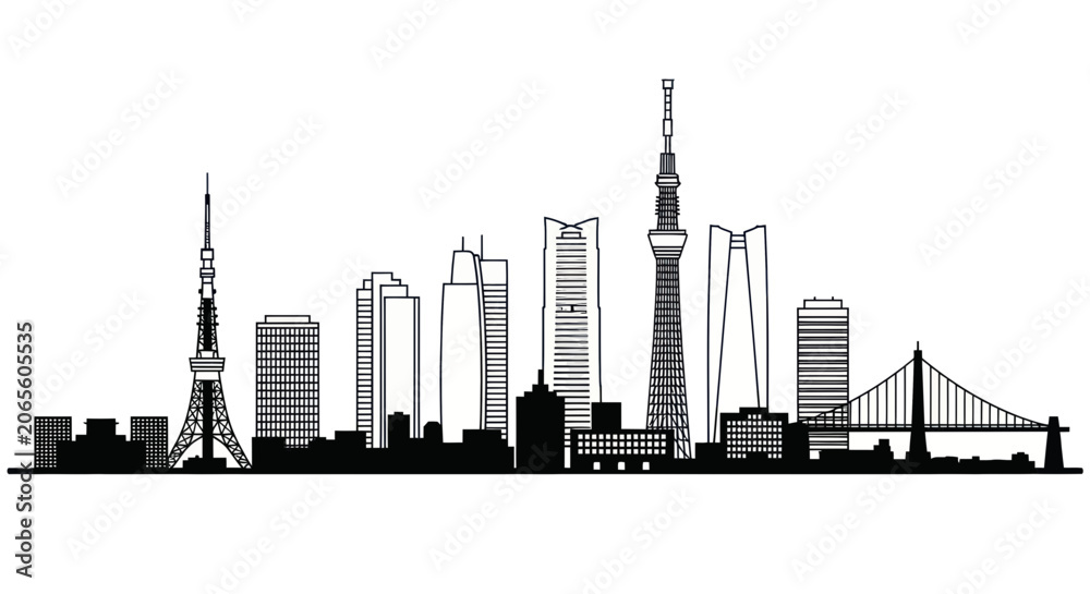 Fototapeta premium City Skyline with Tall Buildings.