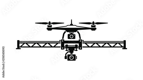 Fotografie Modern Drone with Camera and Gimbal, Aerial Photography Technology