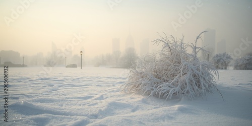 Snow covered branches in a ...