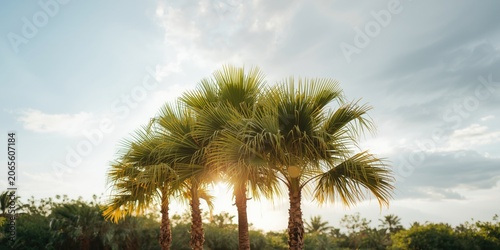 Palm trees against a cloudy...