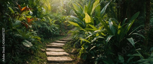 Stone pathway through a lus...