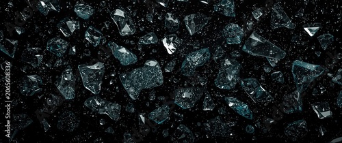 Shattered glass pieces on a...