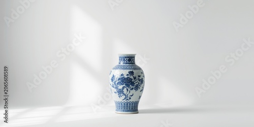 Blue and white floral vase ...
