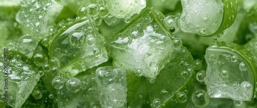 Close-up of green aloe vera gel with bubbles