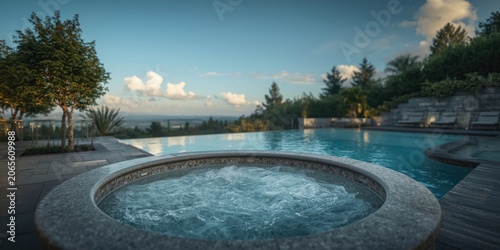 Relaxing hot tub on outdoor...