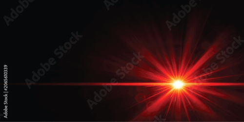 Obraz na płótnie Intense red light flare burst on dark background with abstract dramatic backgrou