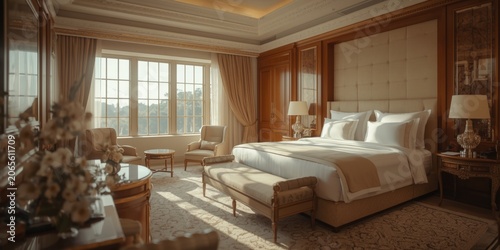 Lavish hotel room featuring...