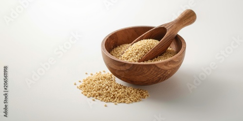 Wooden bowl filled with ses...
