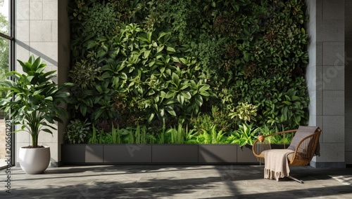 Indoor plant wall with a ch...
