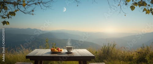 Serene mountain morning wit...