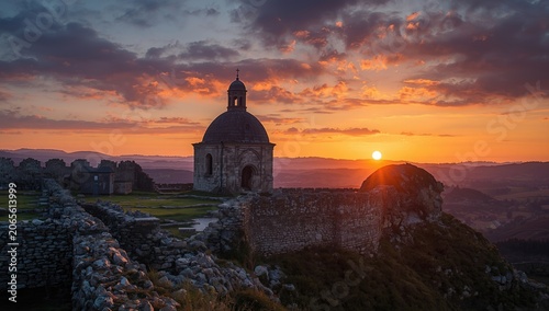 Sunset view of a historic c...