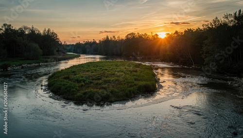 Quiet river bend in expansi...