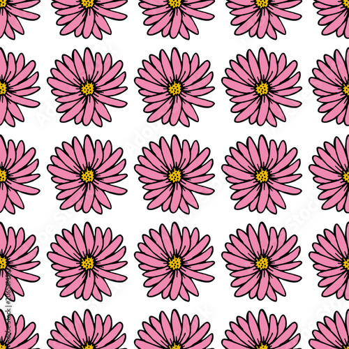 Seamless pattern with creative pink flowers on white background.eps
