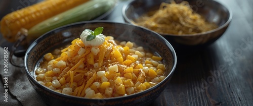 Corn salad with cheese and ...