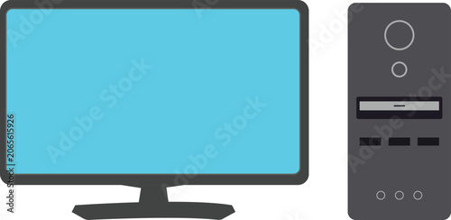 Desktop Computer Vector Graphics Modern PC Workstation Technology Illustration