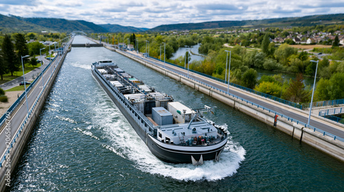 Obraz na plátně A modern commercial inland waterway lock system