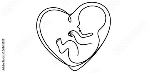 Canvastavla Continuous one line drawing of a baby inside a heart shape