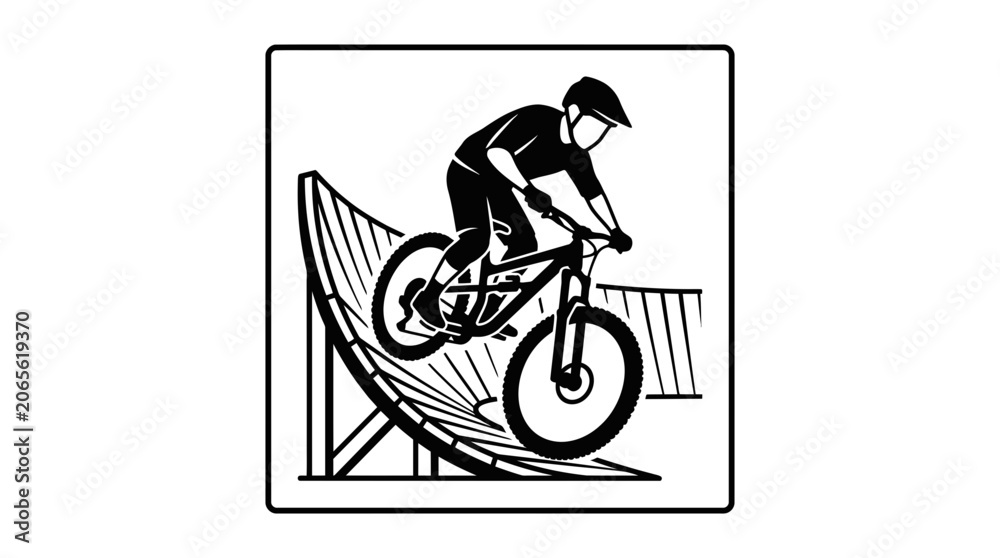 Naklejka premium Mountain Biker Jumping Ramp