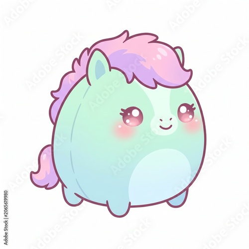 Cute pastel colored cartoon unicorn.