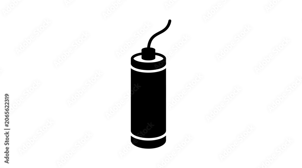 Obraz premium Black dynamite stick, explosive icon, bomb illustration, vector graphic