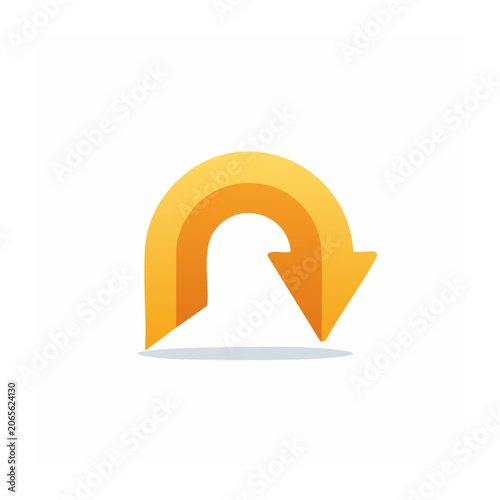 Orange circular arrow icon on white background