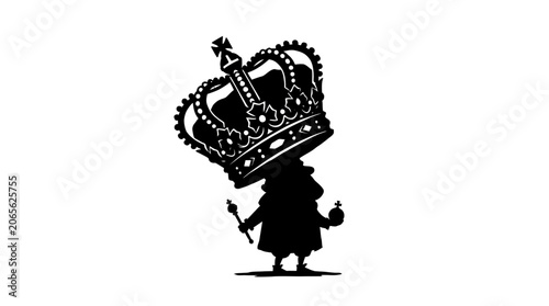 Silhouette of person wearing crown.