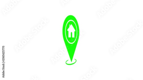 House Marker Map Pin Symbol icon animation on a white background