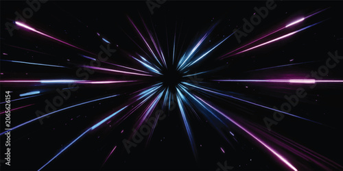 Tableau sur toile Hyperspace warp speed light streaks in deep space with hyperspace abstract techn