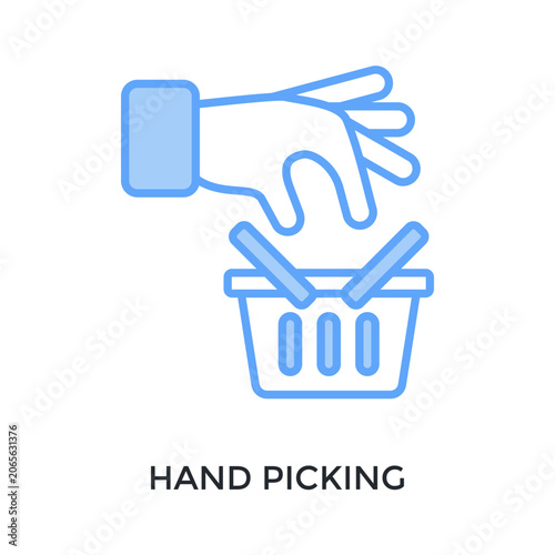 фотографія Hand Picking Icon Lineal Blue Style