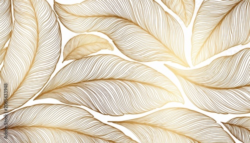 elegant golden tropical leaf wallpaper line hand drawn branches luxury golden floral botanical isolated on white background design for decor invitation fabrics prints prints