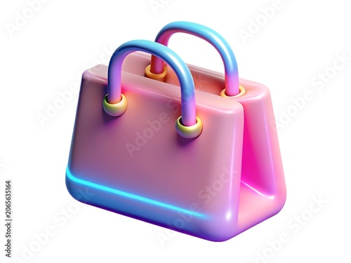 Pink handbag with turquoise handles and trim