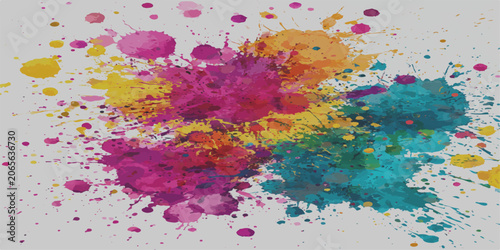 Schilderij op canvas Abstract Colorful Watercolor Paint Splash Background with Artistic Ink Texture D