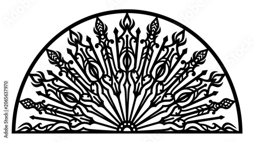 Black and white decorative floral design.