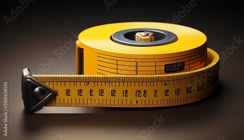 yellow carpenter measuring tape with an imperial units scale