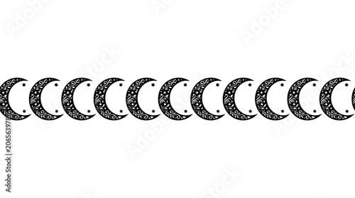 Crescent moon phases in sequence.