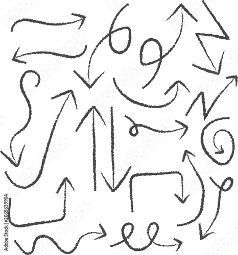 Photos Confused arrows pointing in multiple directions on white background
