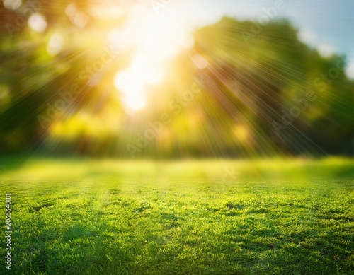 green nature in spring eco garden summer abstract blur background bright shiny tree leaves ray light focus bokeh soft good woods plant sunny sky foliage park grass warm gold colorful sun day beam