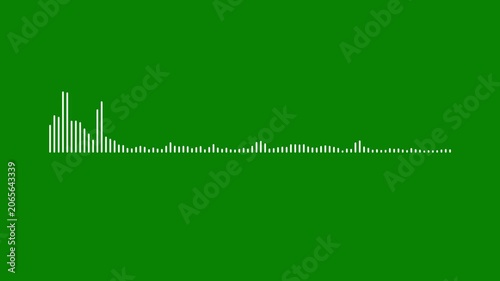 white video footage of audio visualizer on green background. Sketch of musical soundtrack.Audio waveform with microphone icon animation, seamless loop for modern sound visualization in 4K.